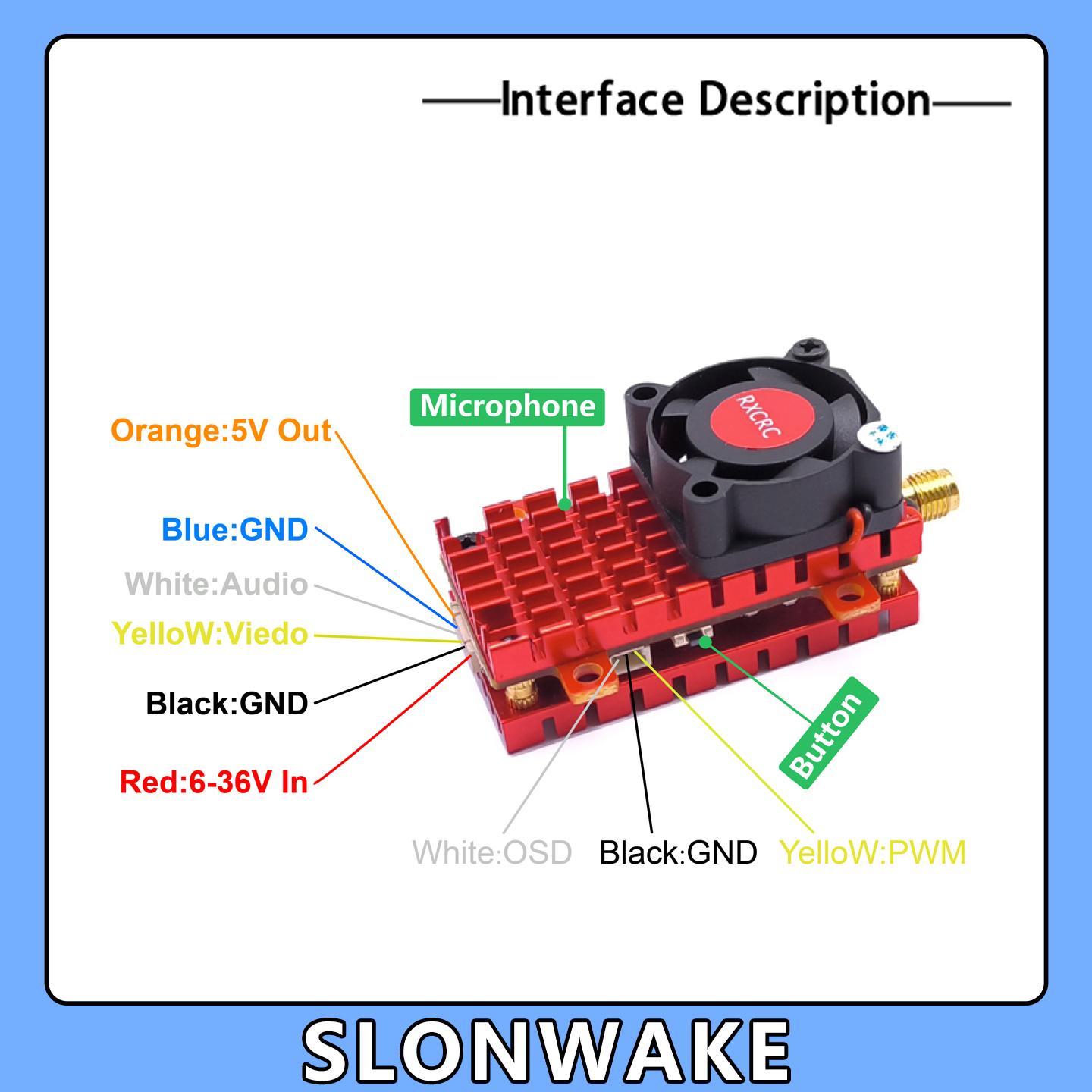 SLONWAKE 5.8G 2W VTX FPV กล้อง - Drone Rc Harness บทวิจารณ์และราคา
